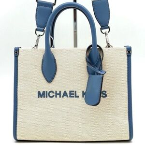 Michael Kors Mirella Small Pebbled Leather Crossbody Bag Denim Blue